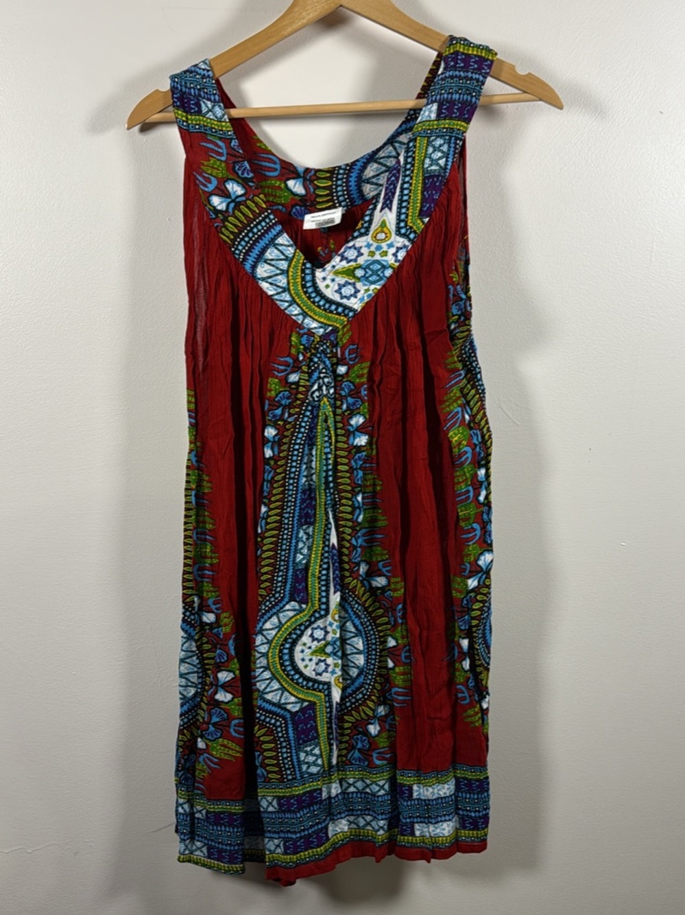 Red Bohemian Printed Sleeveless Dress